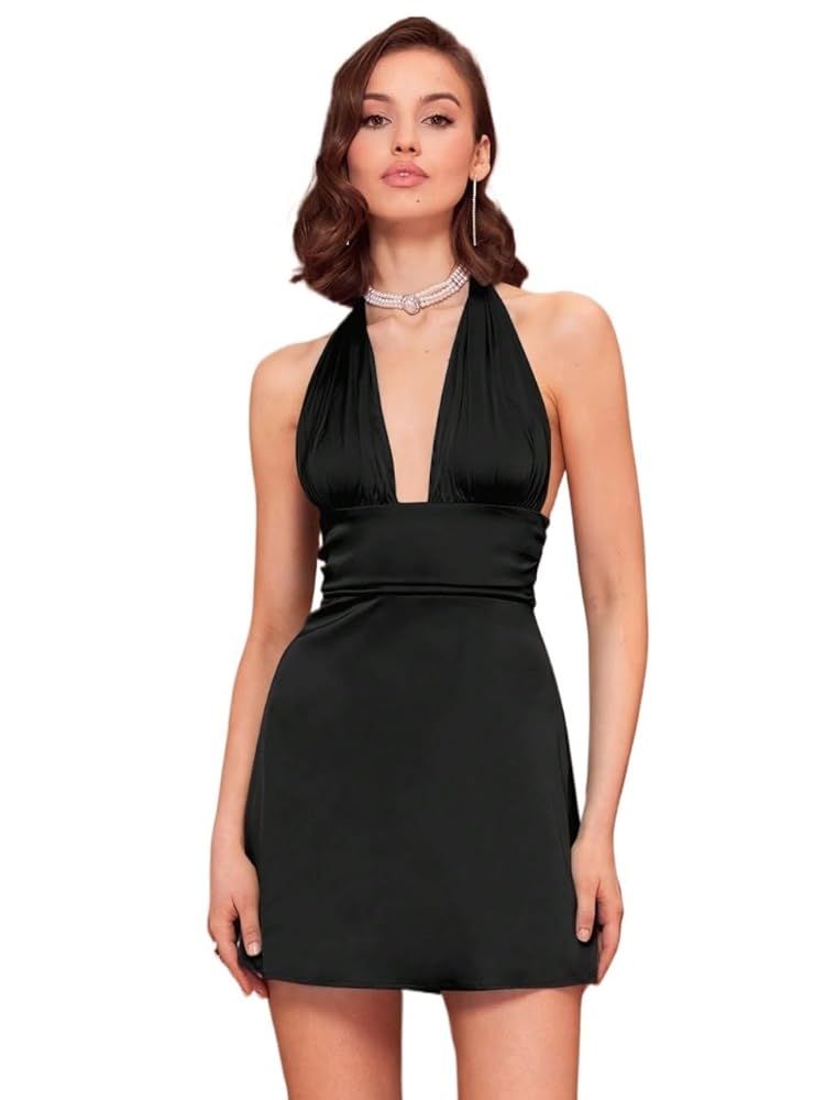 Amazon.com: METOES Women's 2024 Black Short Mini Dress Solid